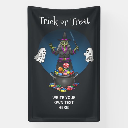 緑の魔女と幽霊トリックハロウィーン 横断幕 (縦)