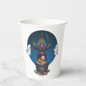 緑の魔女と幽霊トリックハロウィーン 紙コップ (正面)