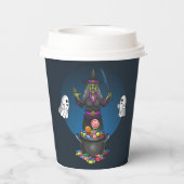 緑の魔女と幽霊トリックハロウィーン 紙コップ (裏面)