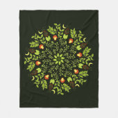 緑の魔女のポーションの葉キノコの植物の曼荼羅 フリースブランケット (正面)