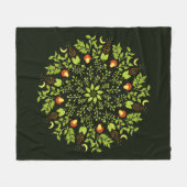 緑の魔女のポーションの葉キノコの植物の曼荼羅 フリースブランケット (正面(横))