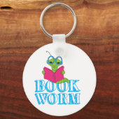 緑の鮮やかな漫画のブックワーム キーホルダー (正面)