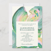 緑の鮮やか写真芸術的卒業式パーティー 招待状 (正面)