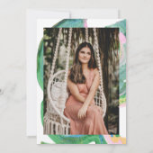 緑の鮮やか写真芸術的卒業式パーティー 招待状 (裏面)