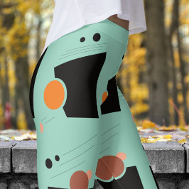 緑の鮮やか抽象芸術パターン レギンス