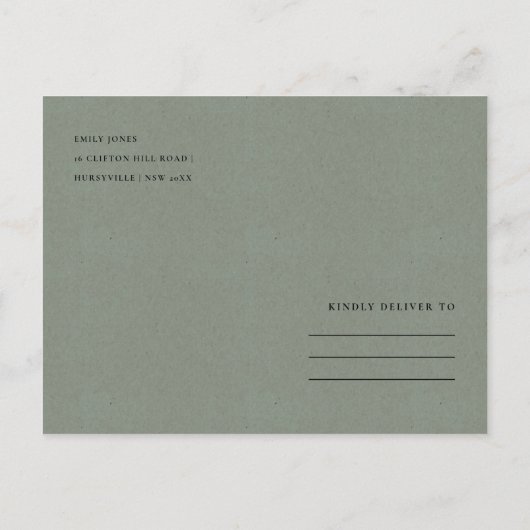 緑の鮮やか水色は日付を保存して多肉質 案内ポストカード (裏面)