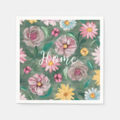 緑の鮮やか花のパターン – ホーム スタンダードカクテルナプキン (正面)