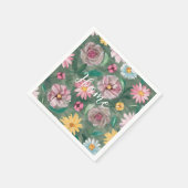 緑の鮮やか花のパターン – ホーム スタンダードカクテルナプキン (角)