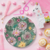 緑の鮮やか花のパターン – ホーム ペーパープレート (パーティー)