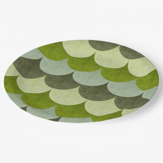 緑の鱗片竜スケールパターン ペーパープレート (アングル)