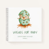 緑の鳥が孵化する赤ちゃんシャワーがベビー ノートブック (正面)