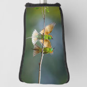 緑の鳥が木々の写真に浮かぶ ゴルフヘッドカバー (回転90)