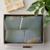 緑の鳥が木々の写真に浮かぶ 薄葉紙 (ギフト)