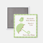 緑の鳥と傘 マグネット (正面/裏面)