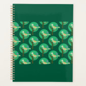 緑の鳥と木のパターンの自然 インスパイア プランナー手帳 (正面)