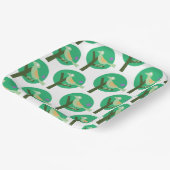 緑の鳥と木のパターンの自然 インスパイア ペーパープレート (傾斜あり)