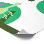 緑の鳥と木のパターンの自然 インスパイア ポスター (角)