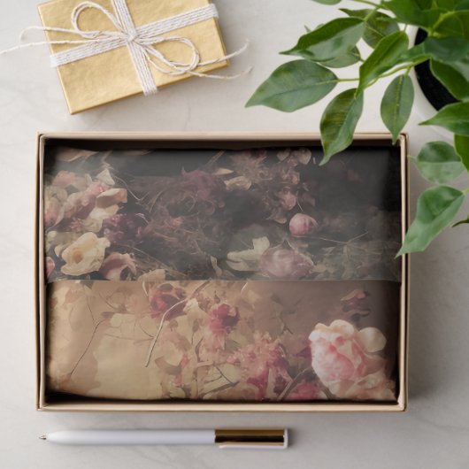 緑の鳥と鮮やかフローラ、Ethereal Tree 薄葉紙 (ギフト)