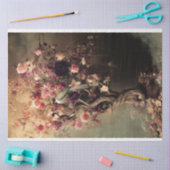 緑の鳥と鮮やかフローラ、Ethereal Tree 薄葉紙 (クラフト)