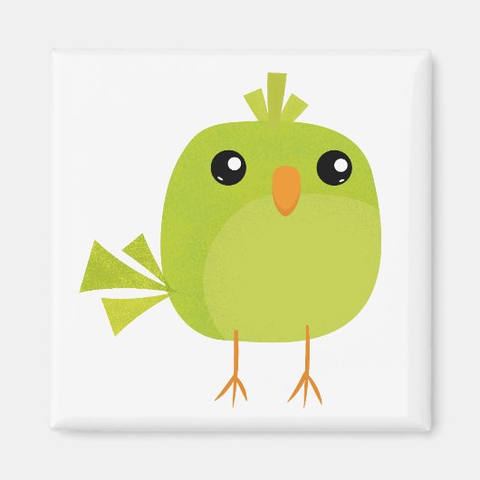 緑の鳥のキャラクター マグネット (正面)