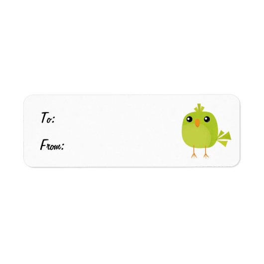 緑の鳥のキャラクター ラベル (正面)