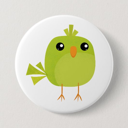 緑の鳥のキャラクター 缶バッジ (正面)