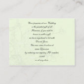 緑の鳥のケージ、愛の鳥ギフトレジストリカード エンクロージャーカード (裏面)