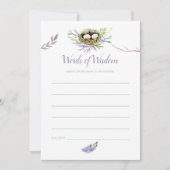 緑の鳥の巣ツインズベビーシャワーママアドバイス 招待状 (正面)