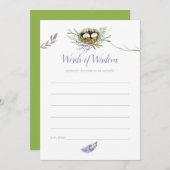 緑の鳥の巣ツインズベビーシャワーママアドバイス 招待状 (正面/裏面)