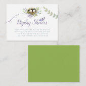 緑の鳥の巣ツインベイビーシャワー表示シャワー エンクロージャーカード (正面/裏面)