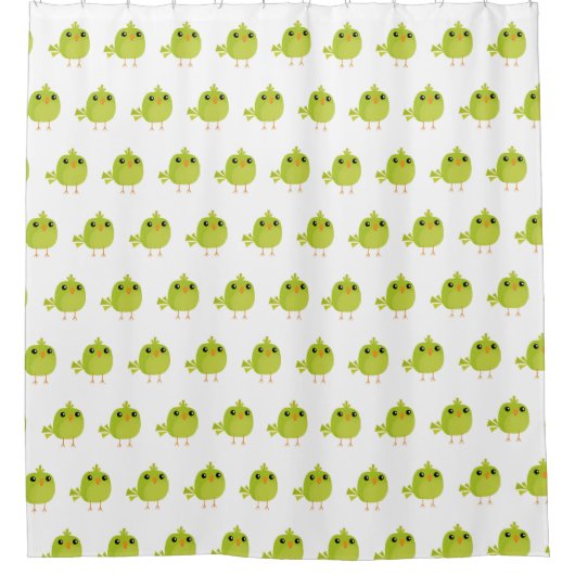 緑の鳥の漫画 シャワーカーテン (正面)