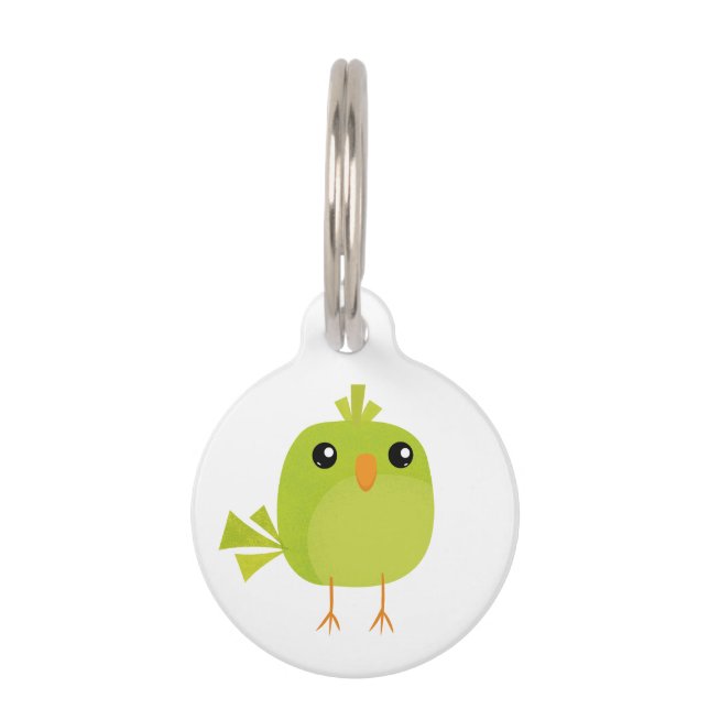 緑の鳥の漫画 ペット　ネームタグ (正面)