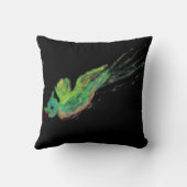 緑の鳥絵を描枕 クッション (裏面)