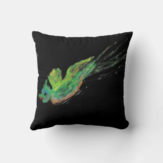 緑の鳥絵を描枕 クッション (裏面)