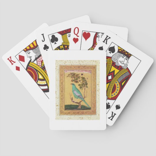 緑の鳥、Mughal (紙のグワッシュ) トランプ (裏面)