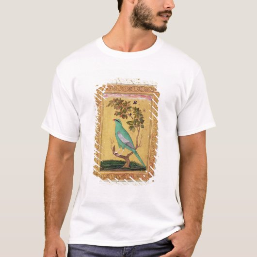 緑の鳥、Mughal (紙のグワッシュ) Tシャツ (正面)