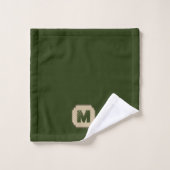 緑の鹿の矢印パターンモノグラム バスタオルセット (ウォッシュタオル)