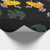 緑の黄色いカエル ラッピングペーパー (角)