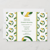 緑の黄色いスポーティーな女の子バレーボール誕生日パーティー 招待状 (正面)