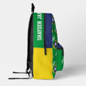 緑の黄色いブルーサッカースプラットカスタム プリントバックパック (左)