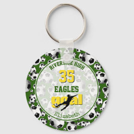 緑の黄色いホワイトスクールチームの女子サッカー キーホルダー