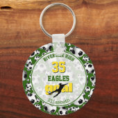 緑の黄色いホワイトスクールチームの女子サッカー キーホルダー (正面)