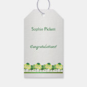 緑の黄色いモルタル、卒業証書 ギフトタグ (裏面)