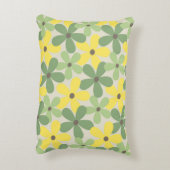 緑の黄色いレトロY2K 70s花柄 アクセントクッション (裏面(縦))