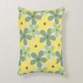 緑の黄色いレトロY2K 70s花柄 アクセントクッション (正面(垂直))