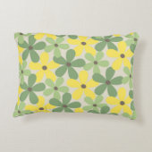 緑の黄色いレトロY2K 70s花柄 アクセントクッション (裏面)