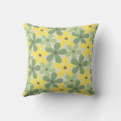緑の黄色いレトロY2K 70s花柄 クッション (裏面)