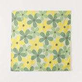 緑の黄色いレトロY2K 70s花柄 タペストリー (正面(横))