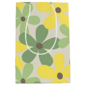 緑の黄色いレトロY2K 70s花柄 ミディアムペーパーバッグ (正面)