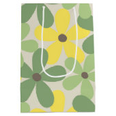 緑の黄色いレトロY2K 70s花柄 ミディアムペーパーバッグ (裏面)